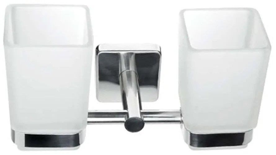 Ποτηροθήκη Διπλή Quattro 4855 21x11x10cm Chrome Karag Glass