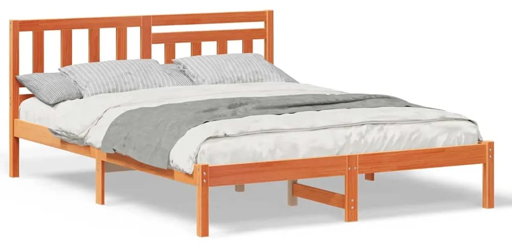 vidaXL Σκελετός Κρεβατιού Καφέ κεριού 140 x 200 cm Μασίφ ξύλο πεύκου