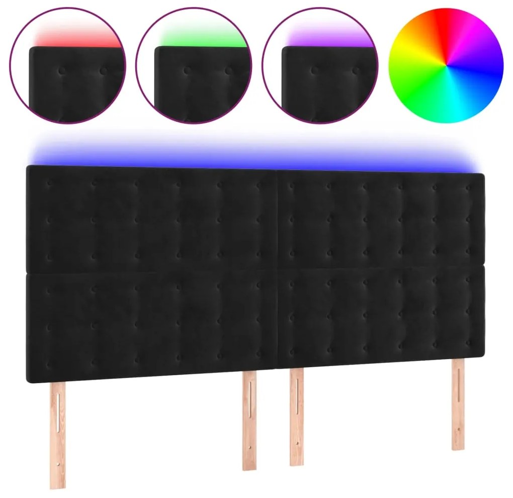 vidaXL Κεφαλάρι Κρεβατιού LED Μαύρο 160x5x118/128 εκ. Βελούδινο