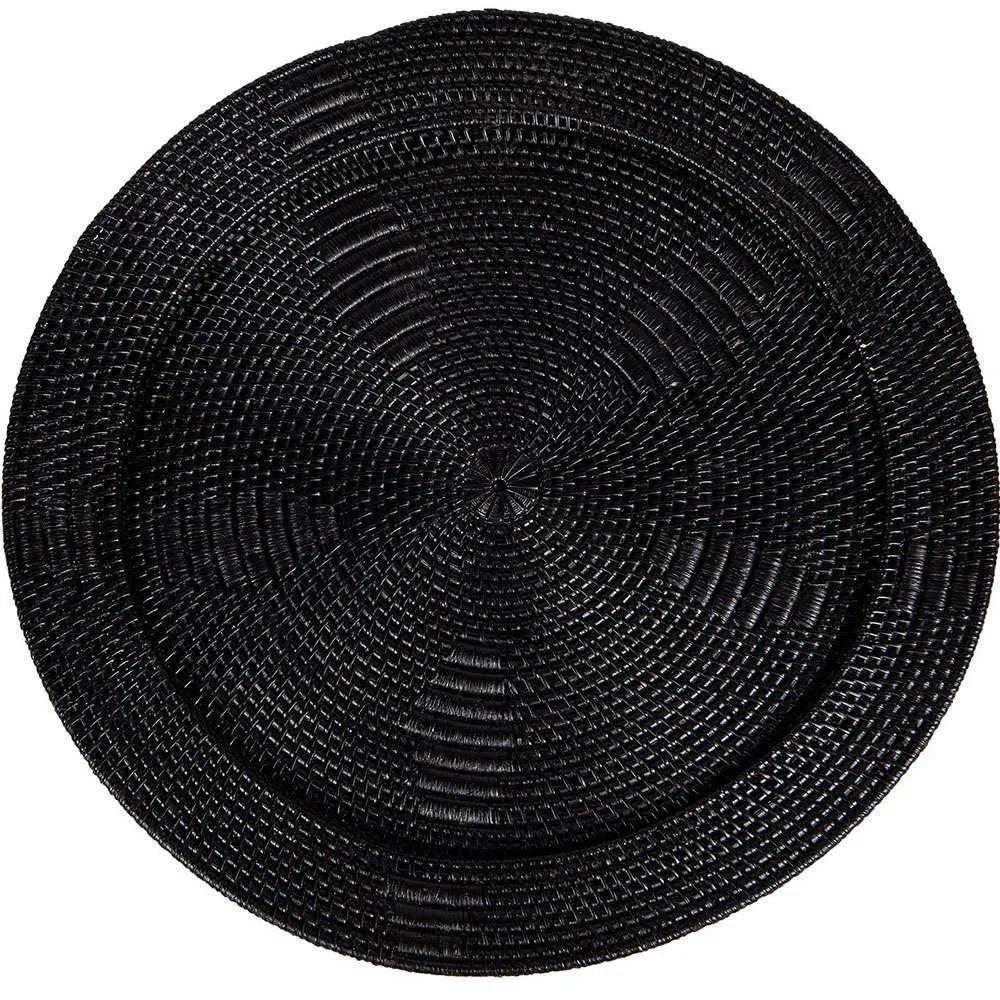 Δίσκος Σερβιρίσματος Ρατάν 1130-2 Φ70cm Black Supergreens Rattan