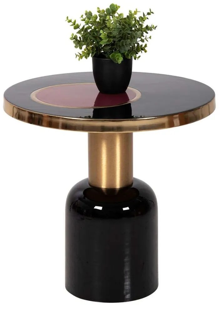 Τραπεζάκι Βοηθητικό Erode HM4248.01 Φ50,5x50cm Cherry Black-Gold Metal