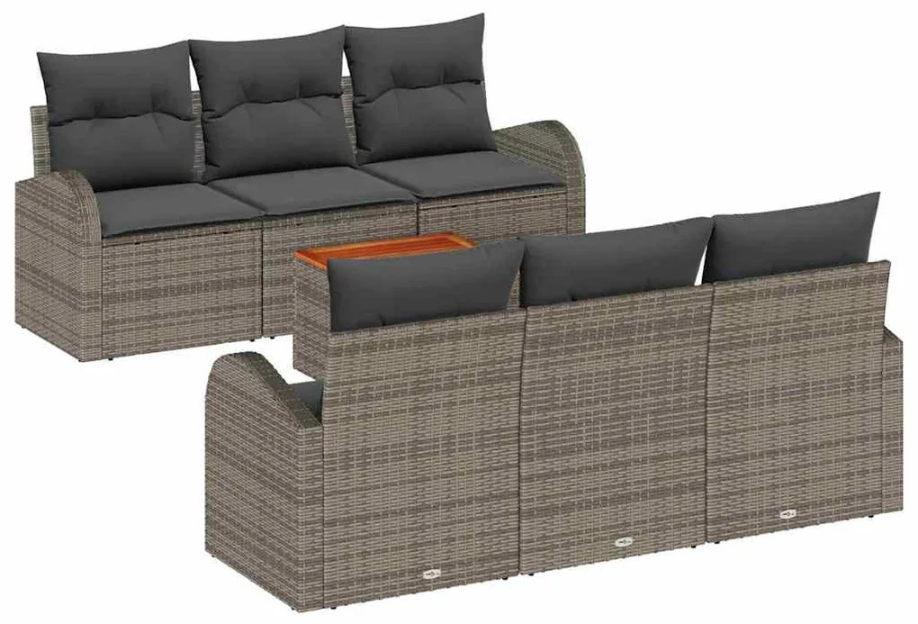 vidaXL Σετ Καναπέ Κήπου 7 pcs Γκρι Πολυ ράταν