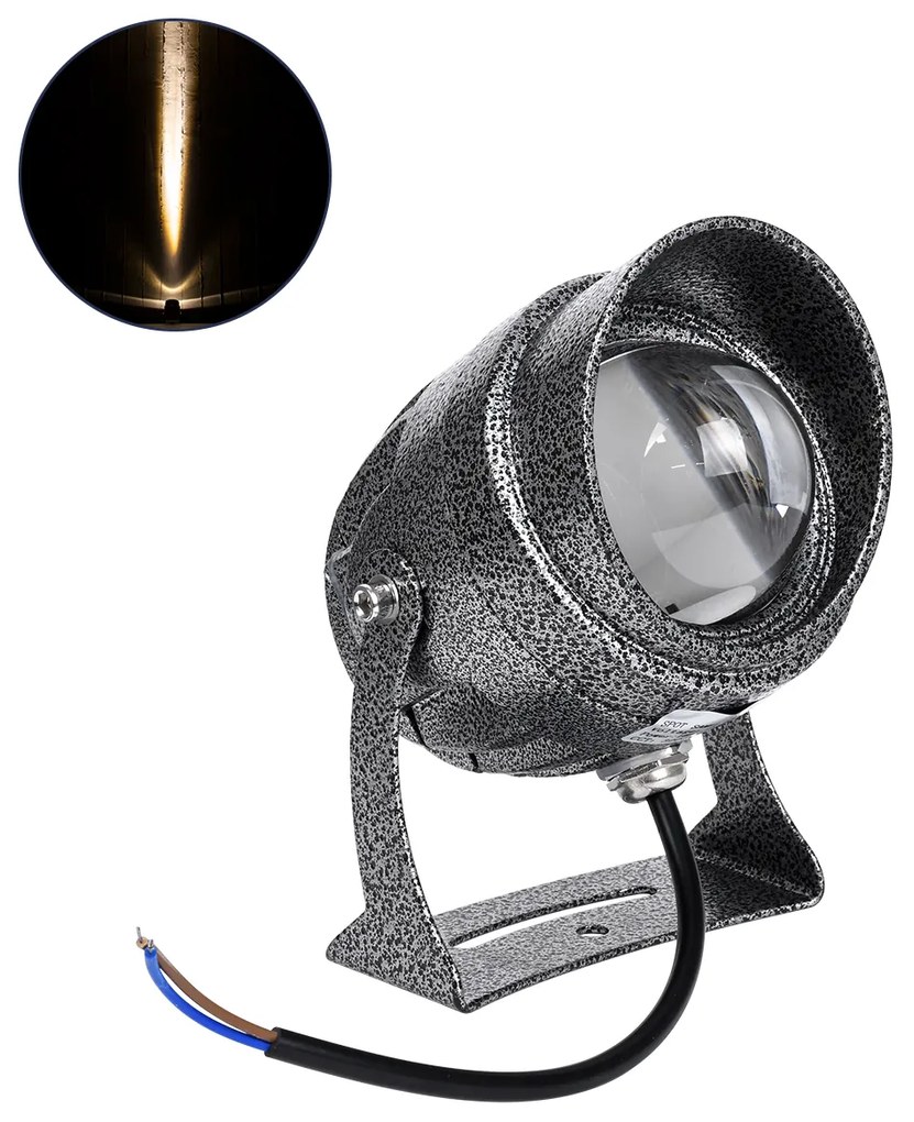 GloboStar SPOT-XENIA 90632 Σποτ Φωτισμου Wall Washer LED 16W 1440lm 3° DC 24V Αδιάβροχο IP65 Φ9 x Υ12cm Θερμό Λευκό 3000K - Σφυρήλατο Γκρι - 3 Years Warranty