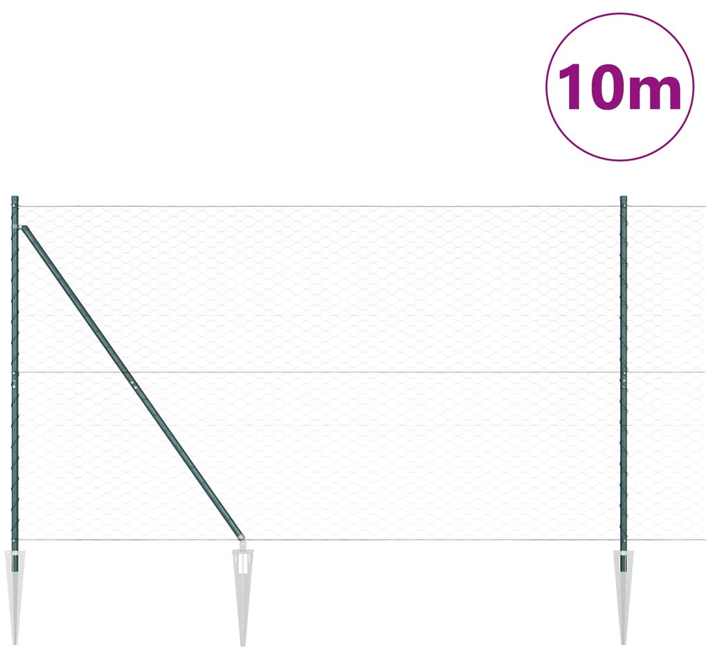 vidaXL Πεντάγωνη Περίφραξη Πράσινη 1,5x10 μ. Ατσάλι