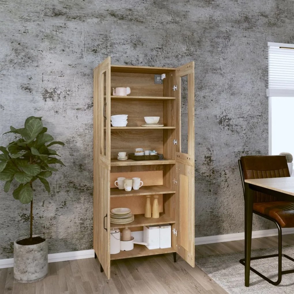 vidaXL Ντουλάπι Sonoma δρυς 69,5 x 34 x 180 εκ. από Επεξεργασμένο Ξύλο