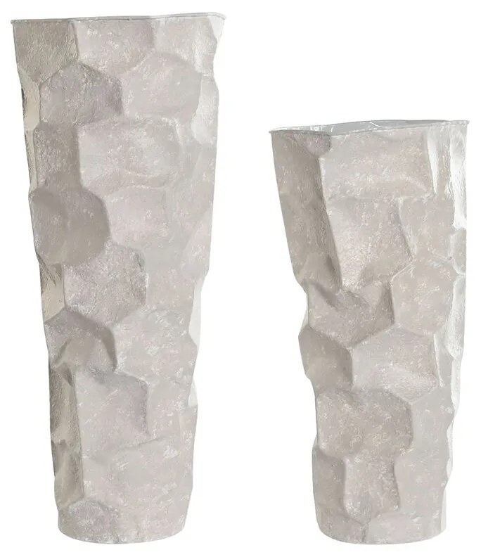 Σετ 2 Βάζων Home ESPRIT Μπεζ Μέταλλο Σύγχρονη 20 x 20 x 48 cm 19 x 19 x 48 cm (2 Τεμάχια)