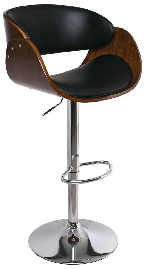 Σκαμπώ Bar JOY Καρυδί/PU Μαύρο 58x51x62/92-83/113cm