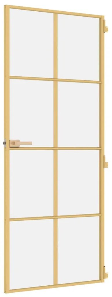 vidaXL Εσωτερική Πόρτα Χρυσή 83 x 201,5 εκ. Ψημένο Γυαλί &amp; Αλουμίνιο