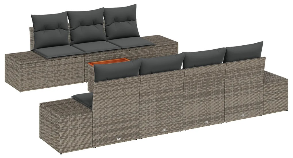 vidaXL Σετ Καναπέ Κήπου 8 pcs Γκρι 55 x 55 x 37 εκ Ρατάν, Πολυεστέρας