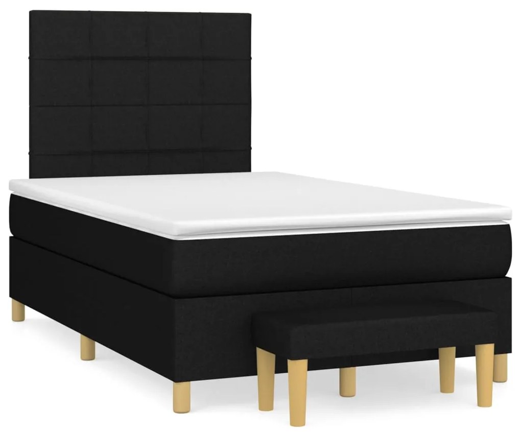 vidaXL Κρεβάτι Boxspring με Στρώμα Μαύρο 120x200 εκ. Υφασμάτινο