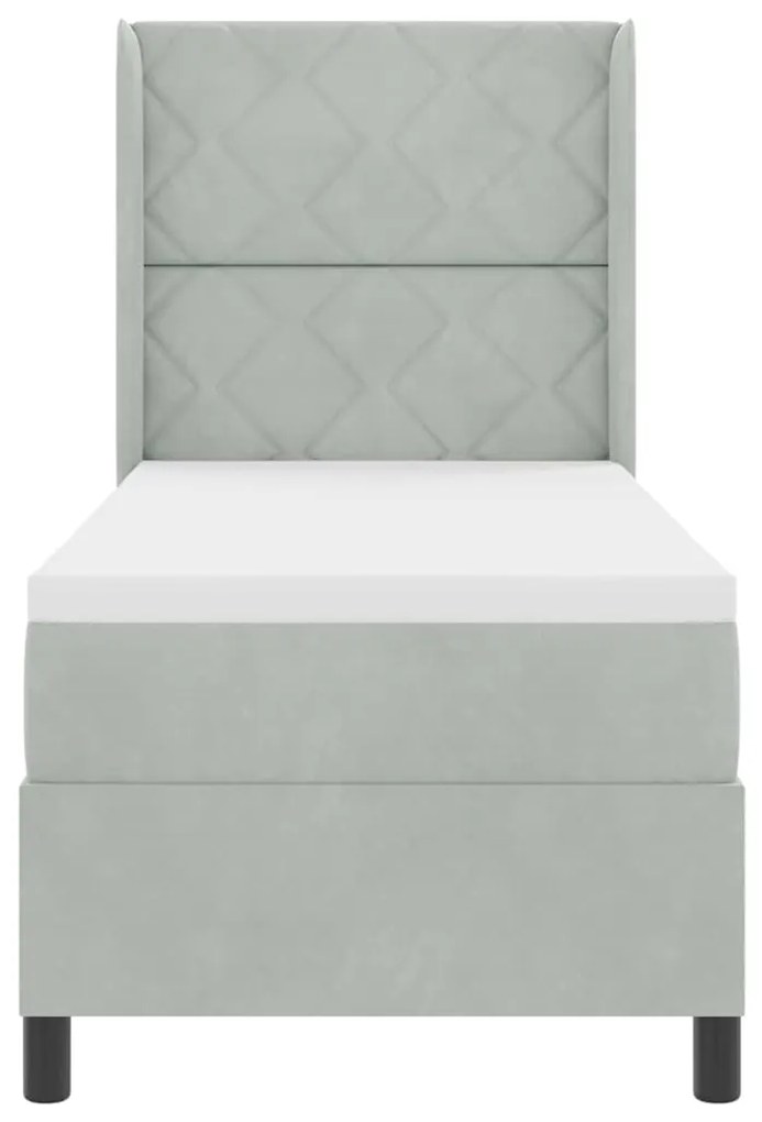 vidaXL Κρεβάτι με ελατήρια Ανοιχτό γκρι 80 x 200 cm Βελούδο