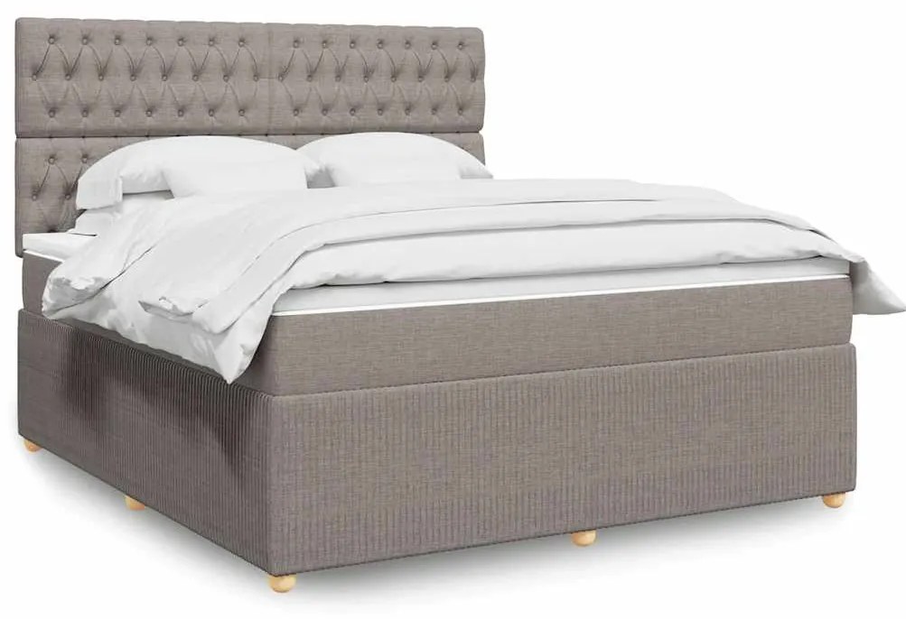 vidaXL Κρεβάτι Boxspring με Στρώμα Taupe 180x200 εκ. Υφασμάτινο