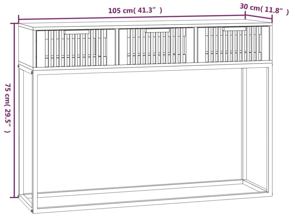 Τραπέζι Κονσόλα Μαύρο 105x30x75 εκ Επεξεργασμένο Ξύλο / Σίδηρος - Μαύρο