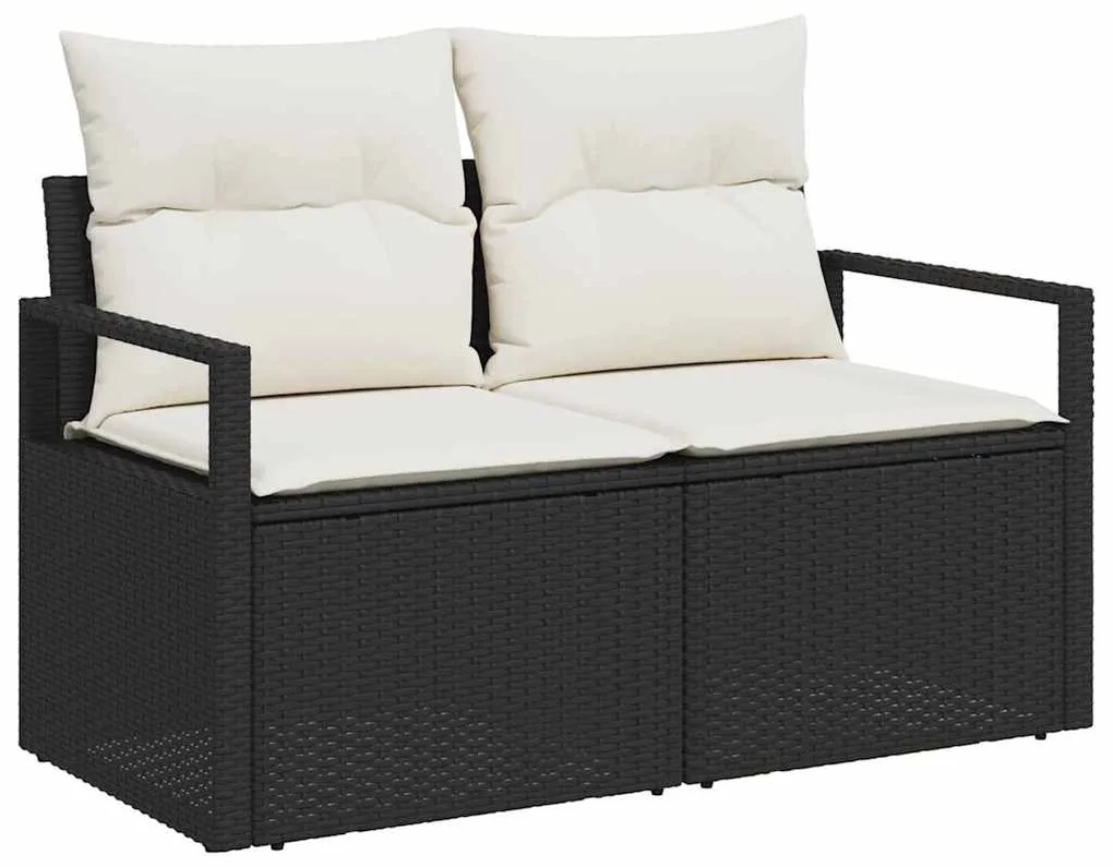 vidaXL Set Καναπέ Κήπου 6 Τεμαχίων με Μαξιλάρια, Μαύρο Πολυ Ρατάν