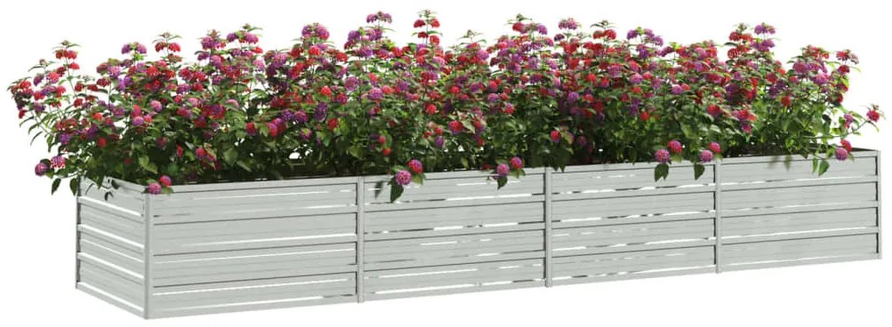 vidaXL Ζαρντινιέρα Υπερυψωμένη Ασημί 320x80x45 εκ. Γαλβανισμ. Χάλυβας