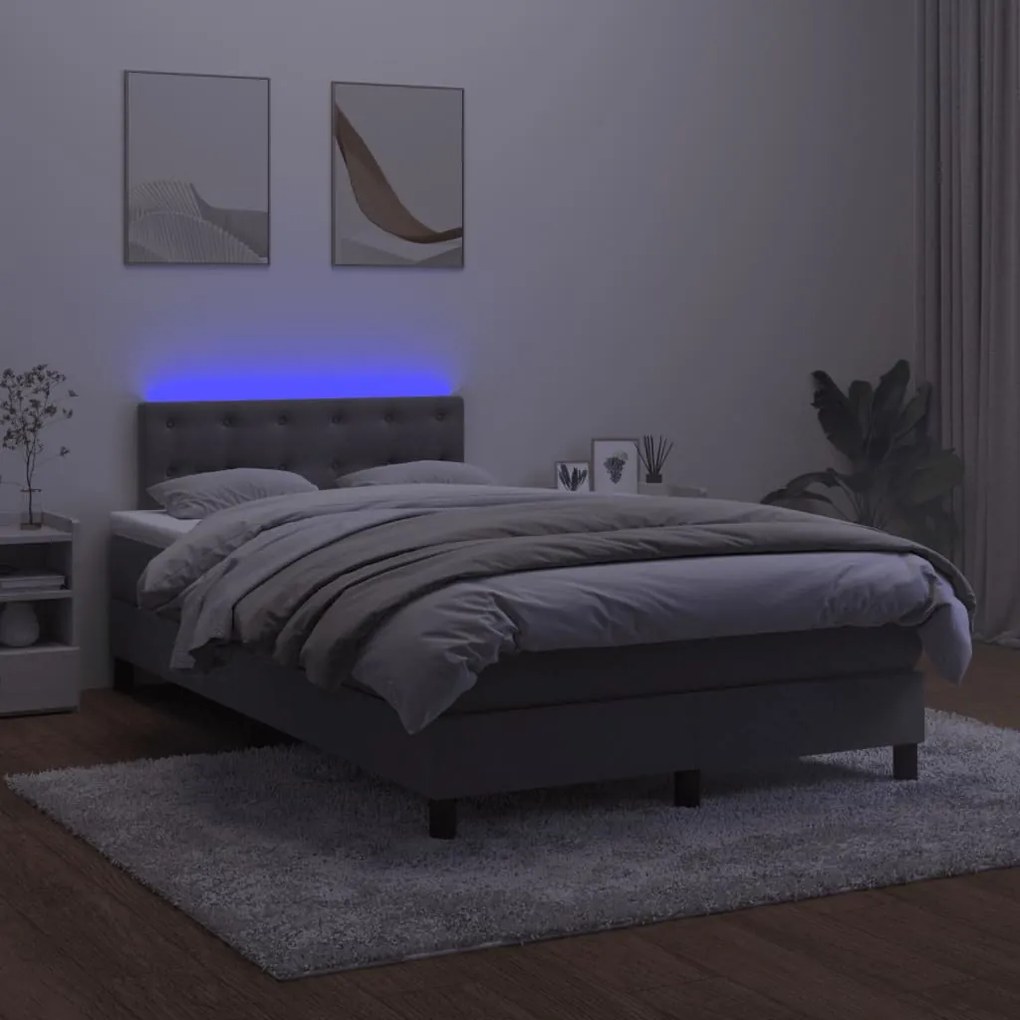 ΚΡΕΒΑΤΙ BOXSPRING ΜΕ ΣΤΡΩΜΑ &amp; LED ΣΚ.ΓΚΡΙ 120X190ΕΚ. ΒΕΛΟΥΔΙΝΟ 3270178