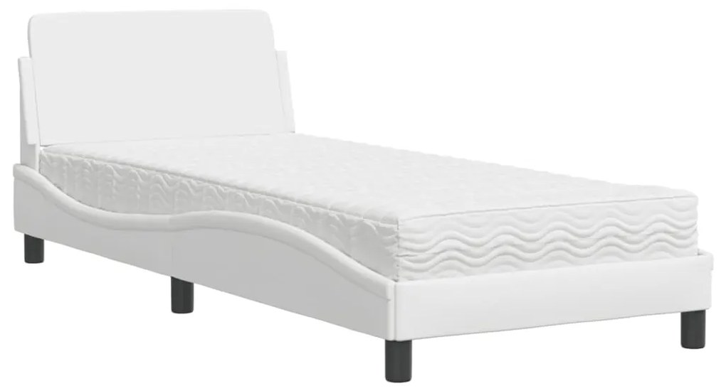 vidaXL Κρεβάτι με Στρώμα Λευκό 80 x 200 εκ. Συνθετικό Δέρμα