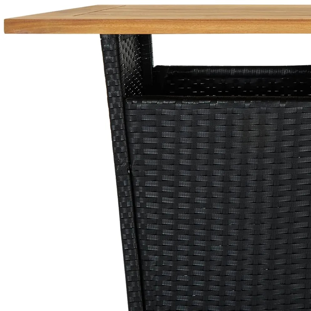 Τραπέζι Μπαρ Μαύρο 60x60x110 εκ. Συνθετικό Ρατάν / Ξύλο Ακακίας - Μαύρο