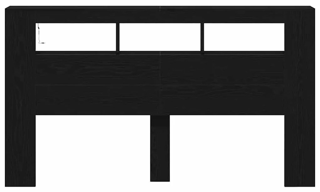 vidaXL LED κεφαλάρι με ράφι Μαύρη δρυς 180 x 18.5 x 103.5 cm