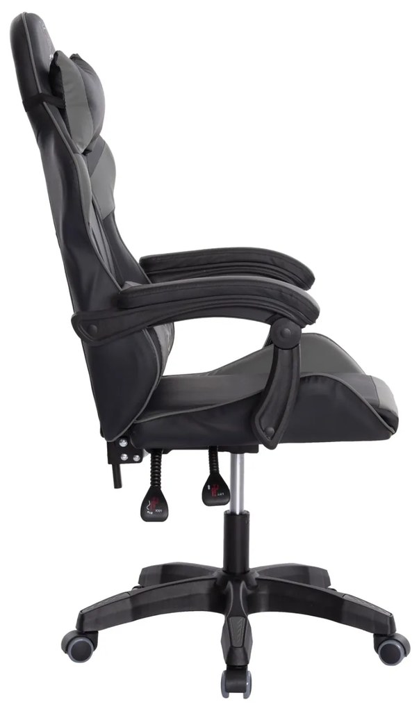 ΠΟΛΥΘΡΟΝΑ GAMING DARREN ΜΑΥΡΟ-ΓΚΡΙ PVC & NYLON 51x49x125Υεκ.