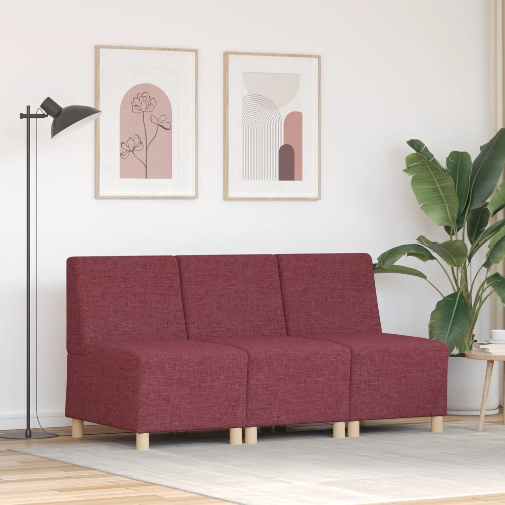 vidaXL Καθίσμα Σαλονιού 3 pcs Μπορντό 55 x 74 x 82 εκ. ύφασμα