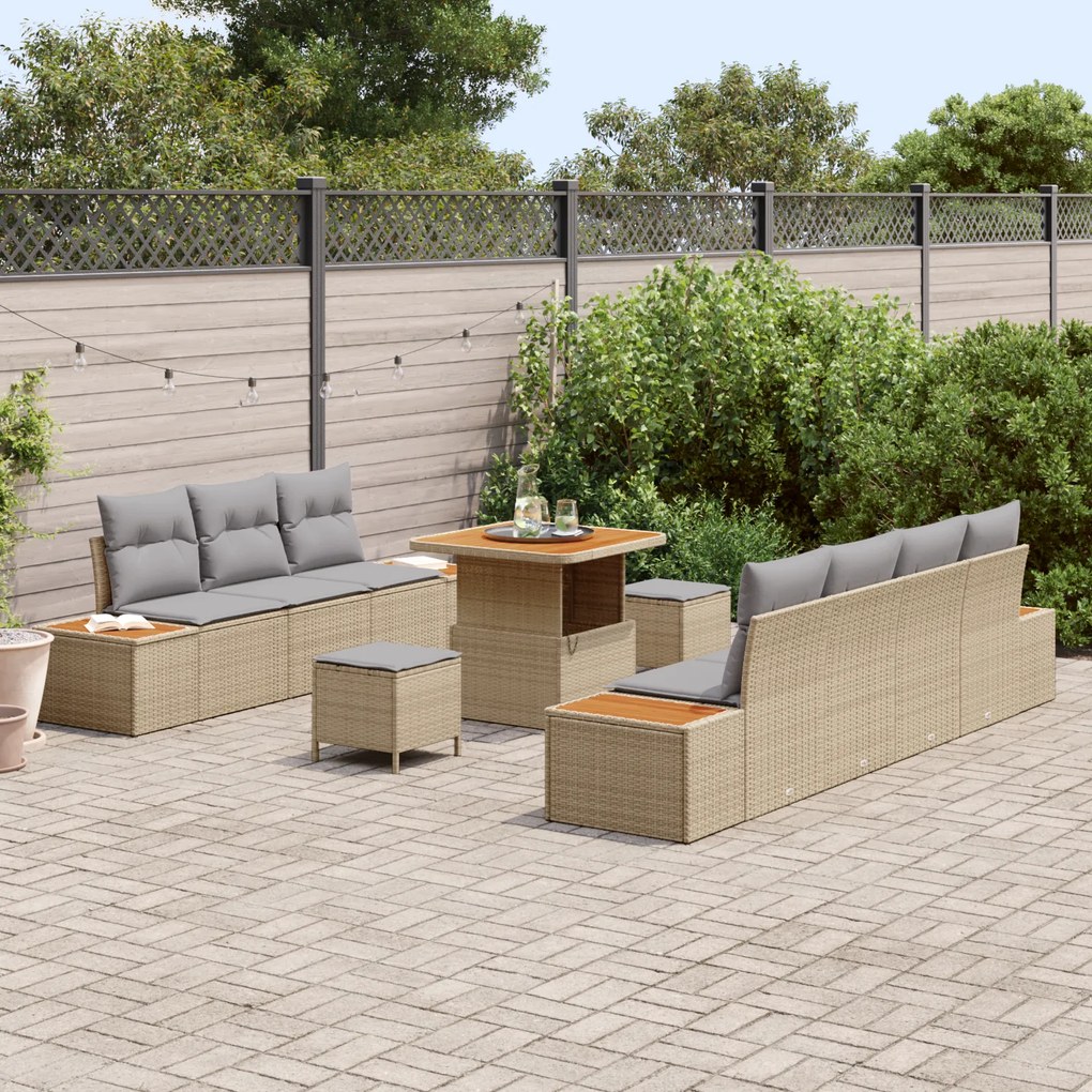 vidaXL Σετ Καναπέ Κήπου 10 pcs Μπεζ, Ανοιχτό Γκρι 80 x 80 x 71 cm