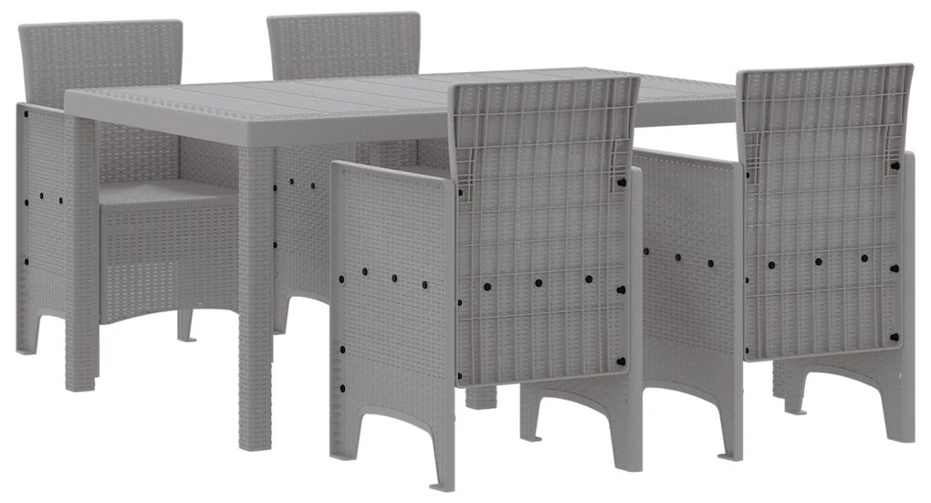 vidaXL Σετ Τραπεζαρίας Κήπου 5 pcs Ανοιχτό γκρι Large Πολυπροπυλένιο