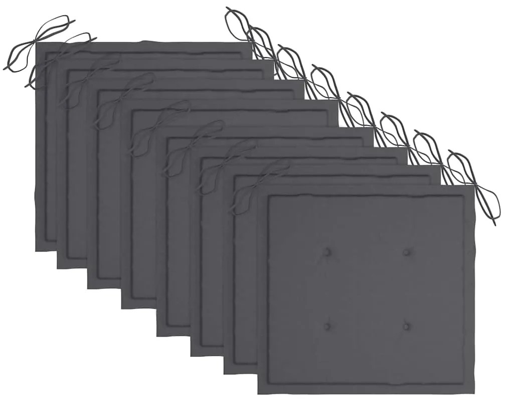 vidaXL Καρέκλες Κήπου Πτυσσόμενες 8 τεμ. Μασίφ Ξύλο Teak με Μαξιλάρια