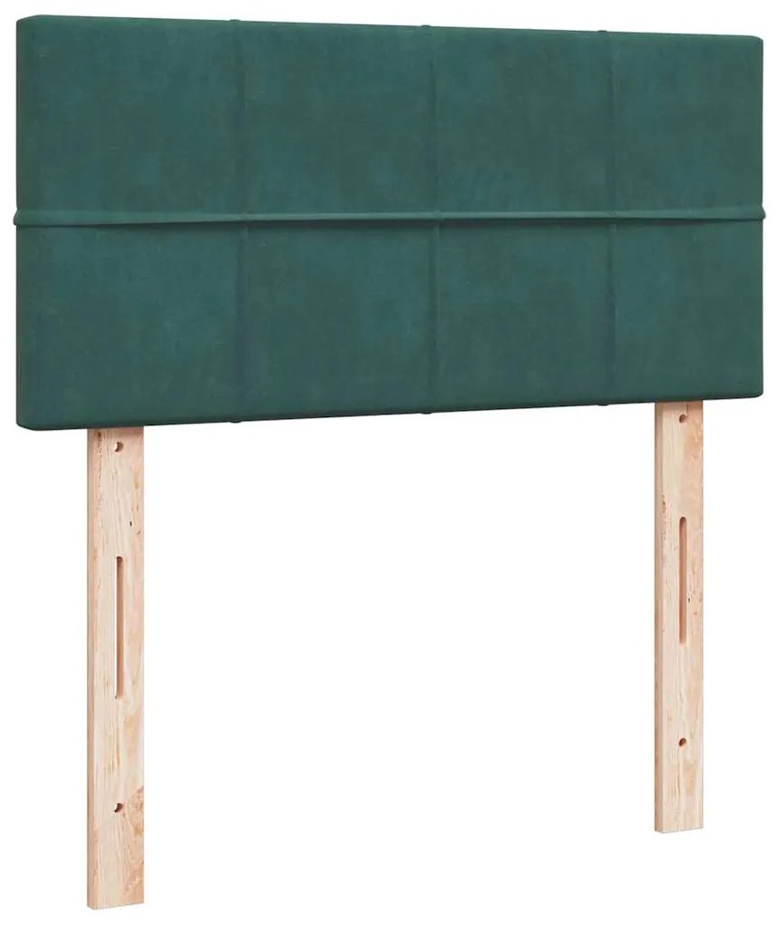 vidaXL Κρεβάτι Boxspring με Στρώμα Σκούρο Πράσινο 90x190 εκ. Βελούδινο