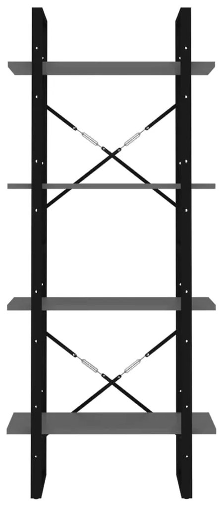 Βιβλιοθήκη με 4 Ράφια Γκρι 60 x 30 x 140 εκ. από Επεξ. Ξύλο - Γκρι