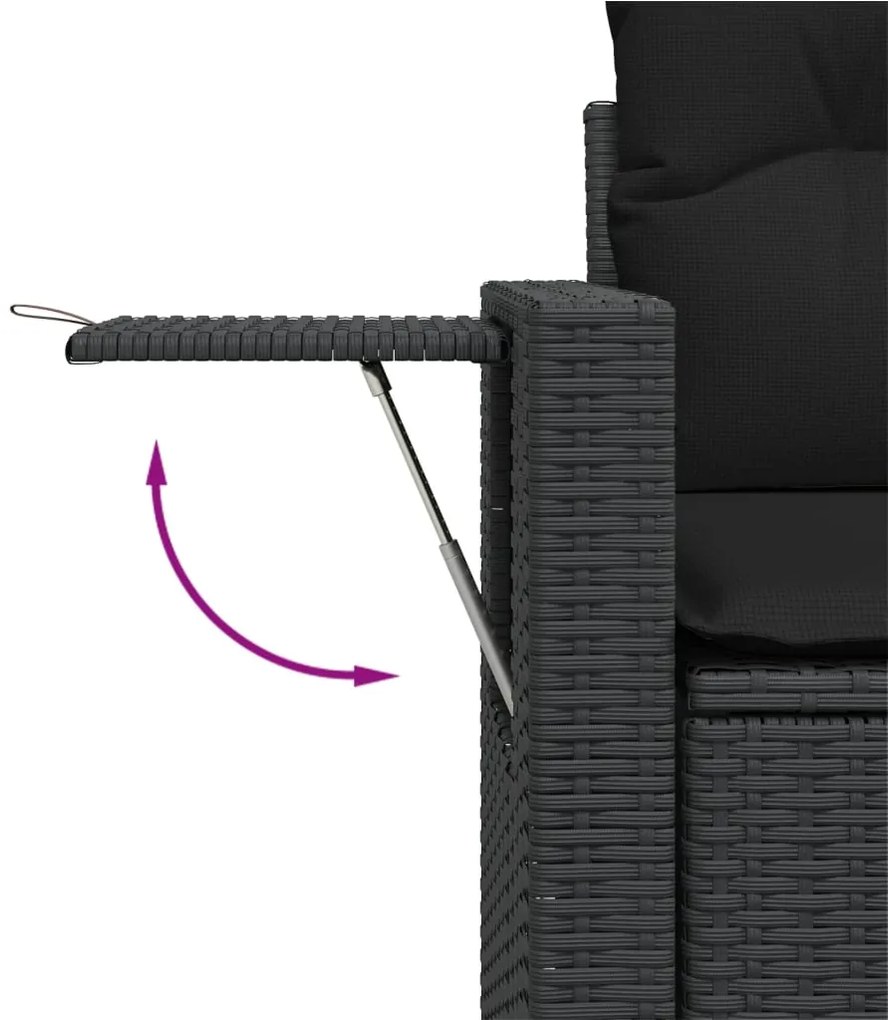 vidaXL Σαλόνι Κήπου Σετ 9 Τεμαχίων Μαύρο από Συνθ. Ρατάν με Μαξιλάρια