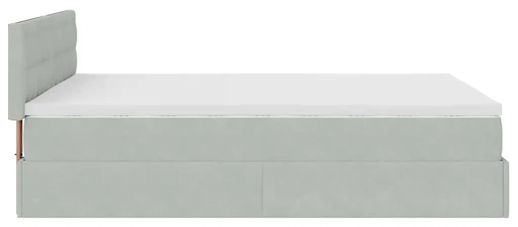 Οθωμανικό κρεβάτι με στρώμα ανοιχτό γκρι 140x190 cm Βελούδο 3311915