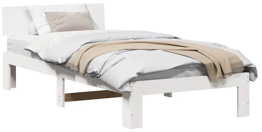 vidaXL Σκελετός Κρεβατιού Λευκό 90 x 200 cm Μασίφ ξύλο πεύκου