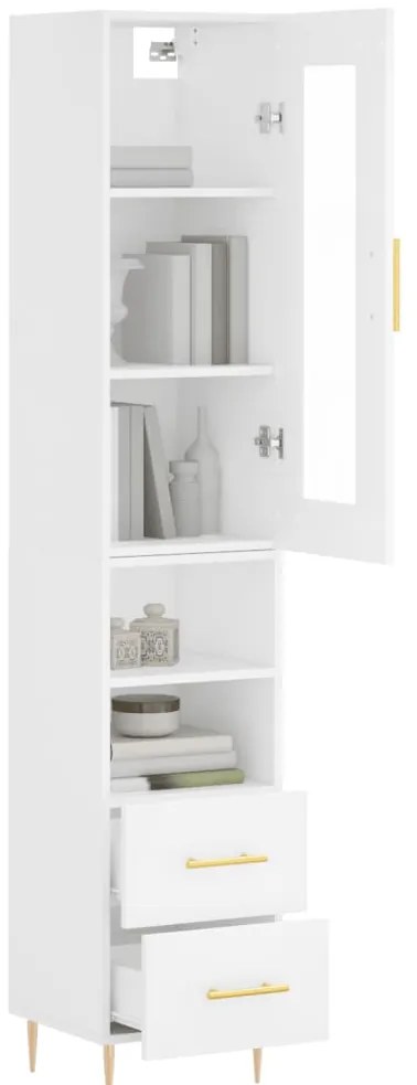 vidaXL Ντουλάπι Λευκό 34,5 x 34 x 180 εκ. από Επεξεργασμένο Ξύλο