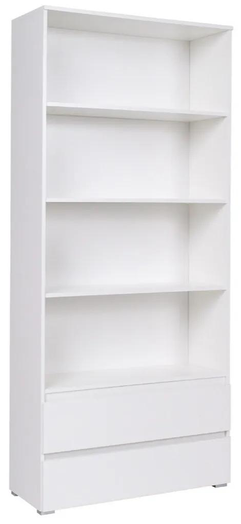 Βιβλιοθήκη Murrieta J102, Ανοιχτό, Με συρτάρια, Πλαστικοποιημένη μοριοσανίδα, Αριθμός συρταριών: 2, 204x92x34cm, Άσπρο | Epipla1.gr