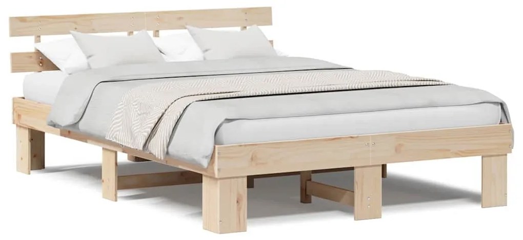 vidaXL Σκελετός Κρεβατιού Φυσικό 160 x 200 cm Στερεά ξυλεία πεύκου