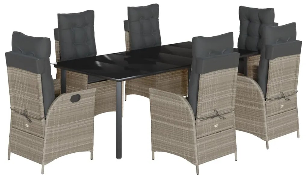 vidaXL Σετ Τραπεζαρίας Κήπου 7 τεμ. Αν. Γκρι Συνθ. Ρατάν με Μαξιλάρια