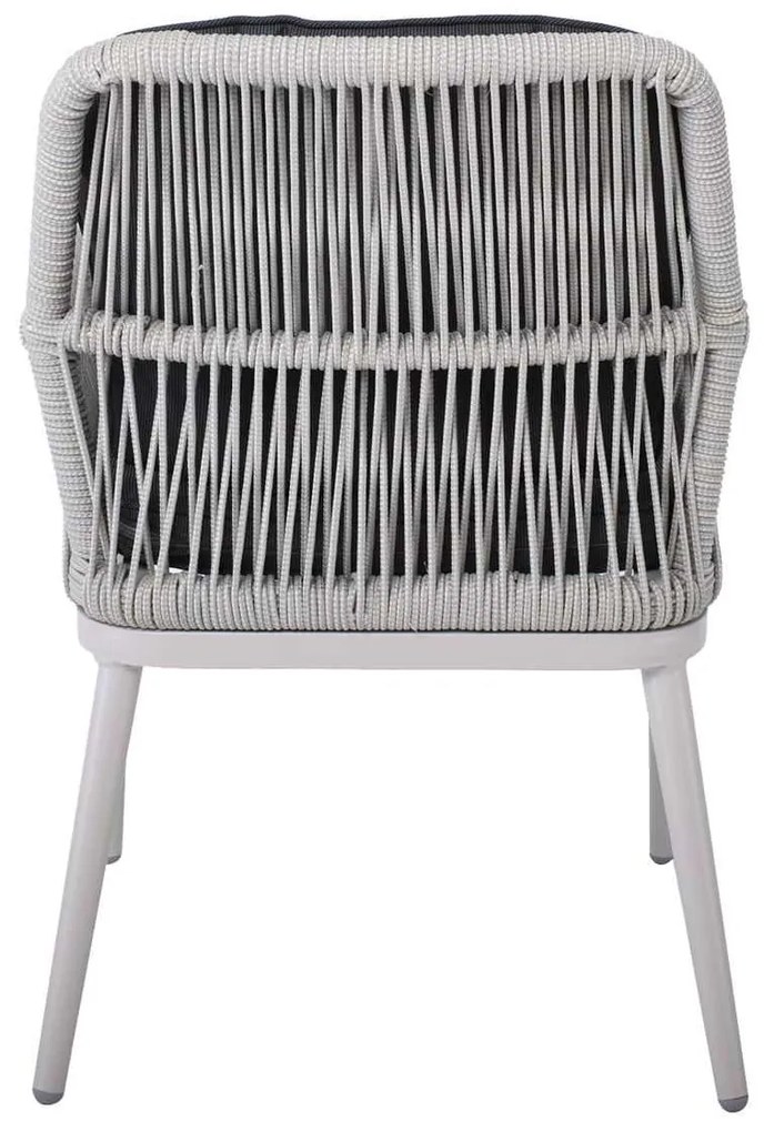 ALLEY Πολυθρόνα Τραπεζαρίας Κήπου ALU, Rope Grey 6mm, Μαξιλάρια Ανθρακί