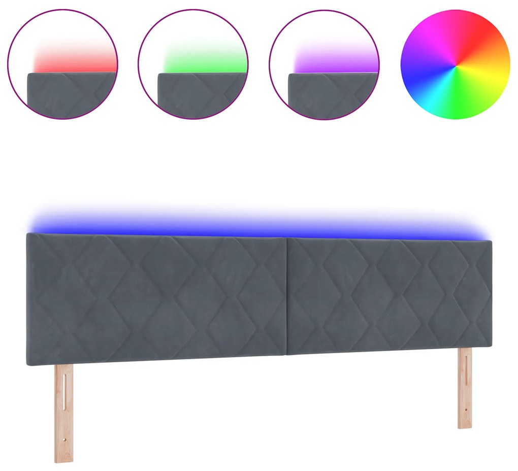 vidaXL LED Κεφαλάρι Σχεδιασμού Διαμαντιών Σκούρο Γκρι 180 εκ Βελούδο
