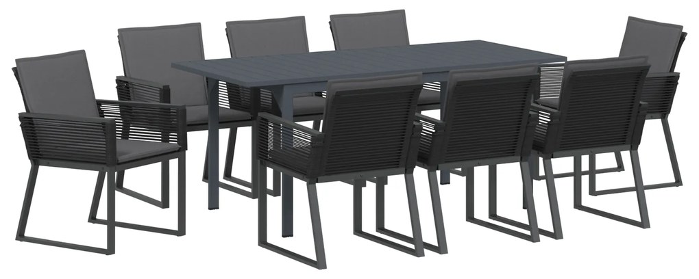 vidaXL Σετ τραπεζαρίας κήπου με μαξιλάρια 9 pcs Ανθρακί Μεσαίο