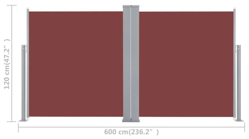 Σκίαστρο Πλαϊνό Συρόμενο Καφέ 120 x 600 εκ. - Καφέ