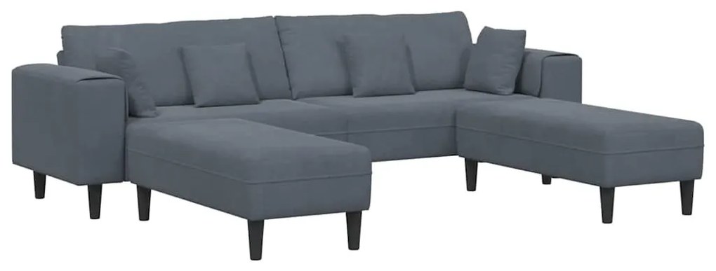 vidaXL Βελούδινος καναπές 3 pcs Σκούρο Γκρι 208 εκ. Βελούδο