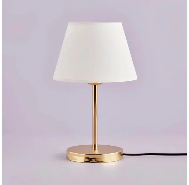 GLOSSY 204-0071 Μοντέρνο Eπιτραπέζιο Φωτιστικό Μονόφωτο 1 x E27 IP20 Χρυσό Μέταλλο με Λευκό Ύφασμα-Μ22 x Π22 x Υ37cm Globostar-2 204-0071