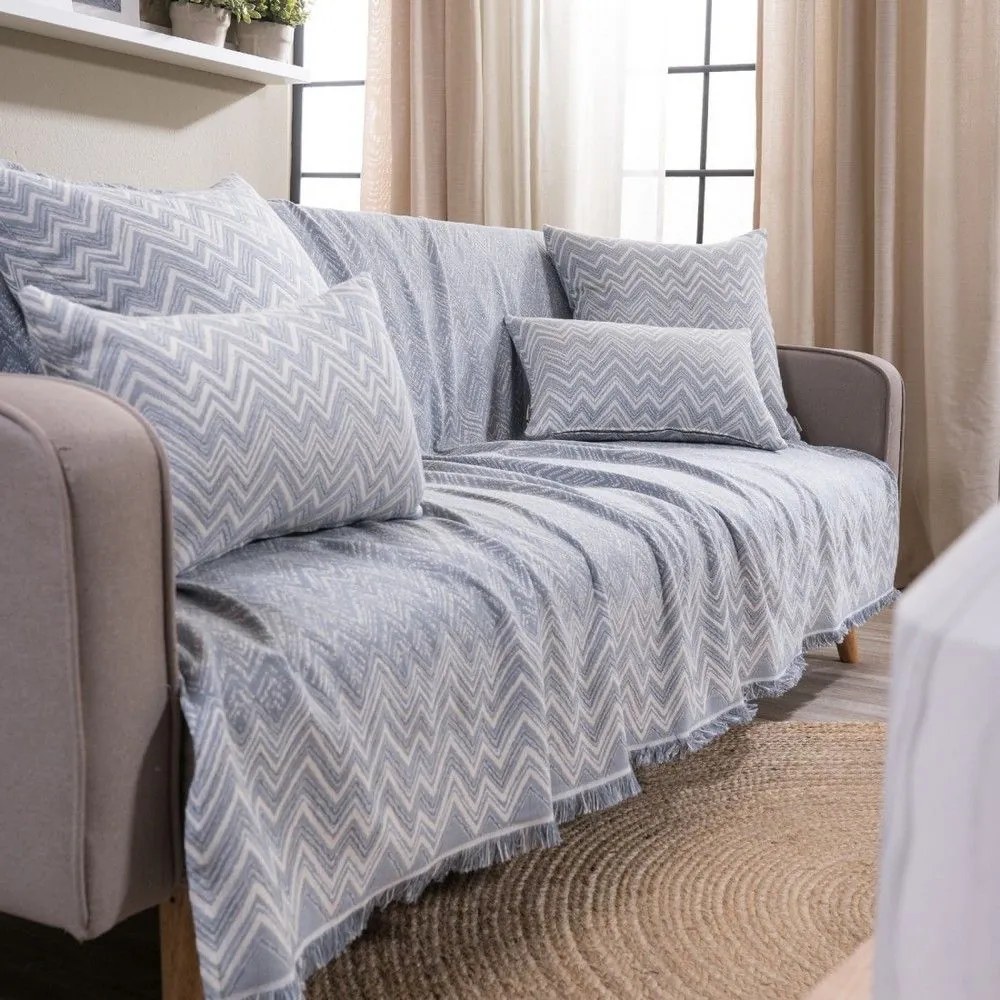Ριχτάρι Piacenza 05 Blue Teoran Τριθέσιο 180x300cm Βαμβάκι-Πολυέστερ