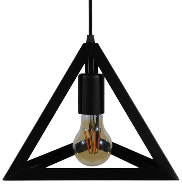 GloboStar® TRIANGLE 01063 Μοντέρνο Κρεμαστό Φωτιστικό Οροφής Μονόφωτο 1 x E27 Μαύρο Μεταλλικό Πλέγμα Φ25 x Y21cm