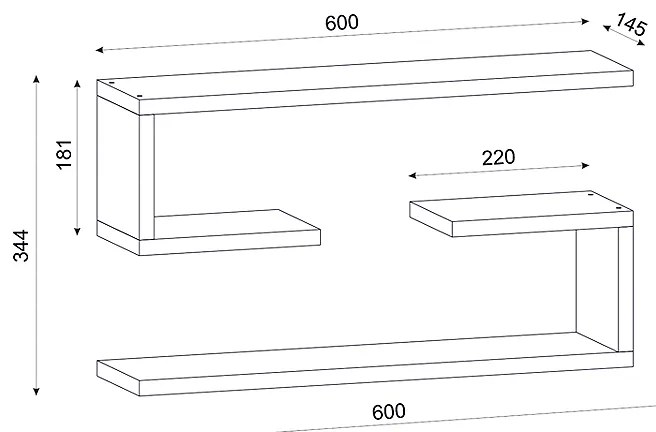 ΡΑΦΙΕΡΑ ΤΟΙΧΟΥ JENIKA MEGAPAP 2 ΤΕΜΑΧΙΩΝ ΧΡΩΜΑ ΛΕΥΚΟ 60X14,5X18ΕΚ.