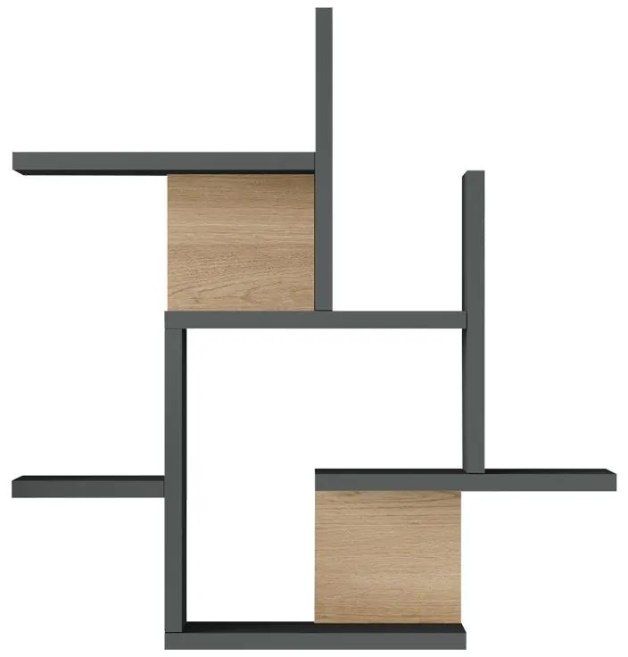 Ραφιέρα Τοίχου Nogara σε Φυσικό - Ανθρακί 62.6x14.5x66.2εκ. 62.6x14.5x66.2 εκ.
