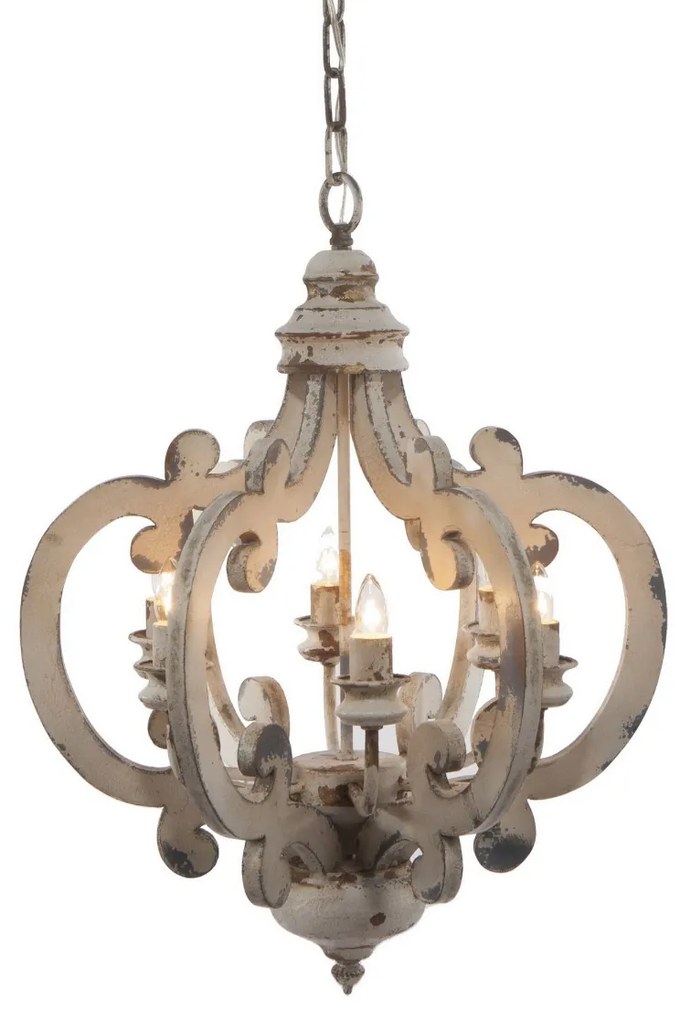 Artekko Artekko Chandelier Φωτιστικό Οροφής 6φωτο MDF Μέταλλο Λευκή Πατίνα (52x46x60.5)cm DT38552-DS