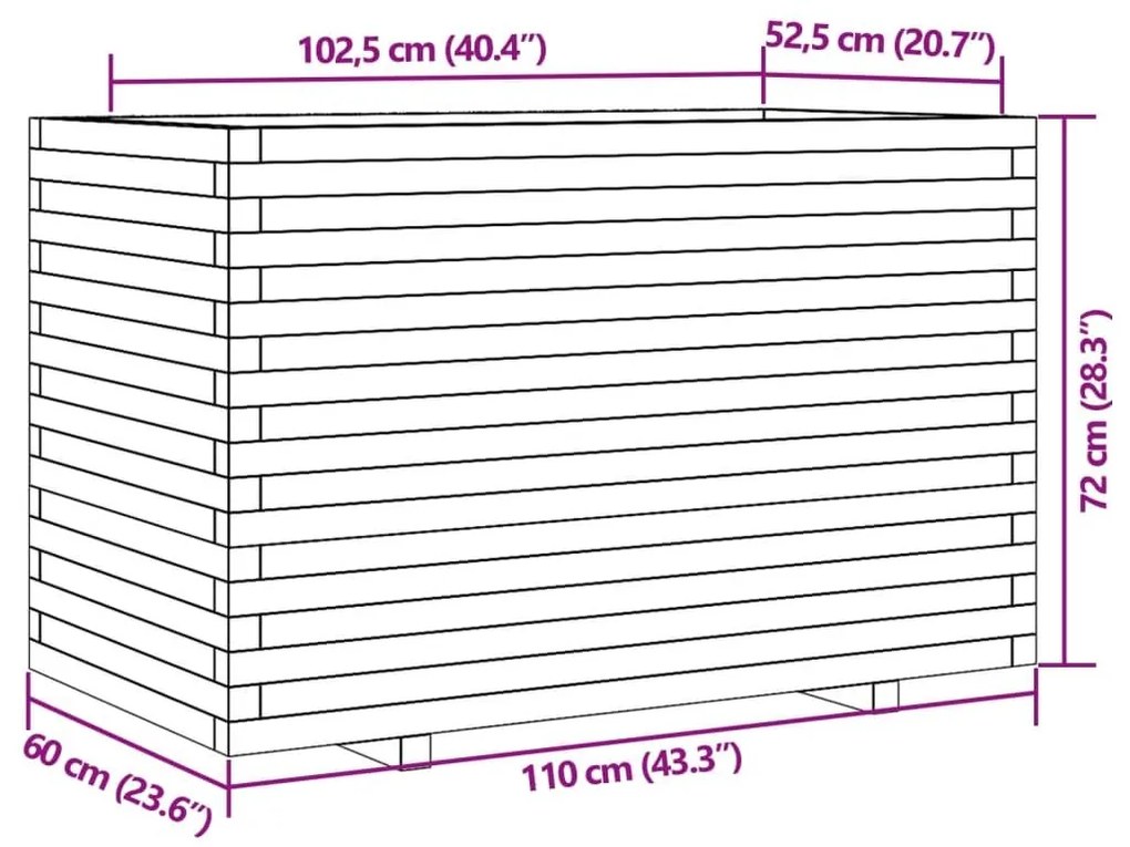 Ζαρντινιέρα 110x60x72 εκ. από Εμποτισμένο Ξύλο Πεύκου - Καφέ