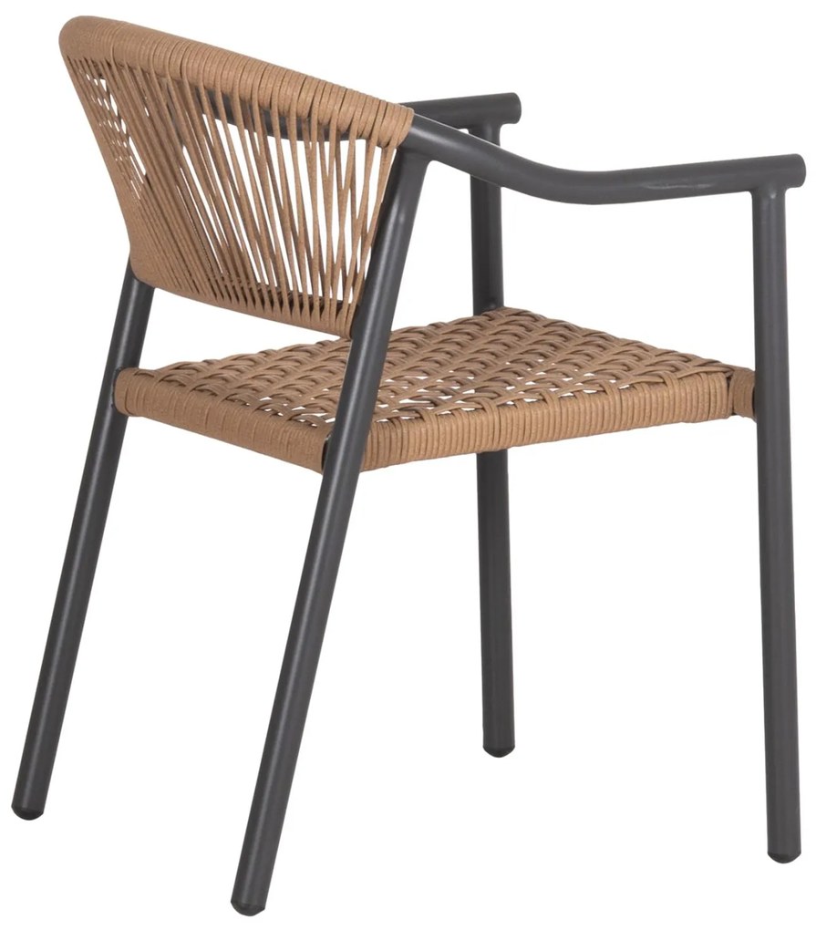 Καρέκλα - Πολυθρόνα KERLY C6050.10 Αλουμινίου Σκούρο Γκρί - Συνθετικό Rattan Μπέζ 54x58,5x76Υ εκ. 54x58.5x76 εκ.